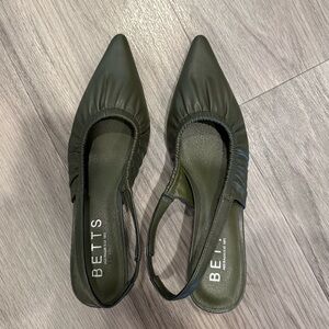 Betts Olive Green Pointed Slingback Flats (UNWORN)